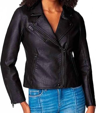 Blank NYC Womens New Vegan Leather Moto Jacket In Black