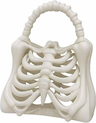 Generic 3D Printed Skeleton Bone Bag Gothic Ribcage Handbag Spooky Purse for Halloween Dark Aesthetic Accessory Cosplay Festival Gift (White)
