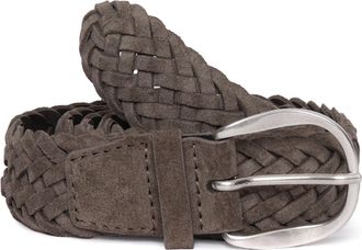 Orciani Braided Suede Belt with Textured Woven Pattern and Silver-tone Buckle