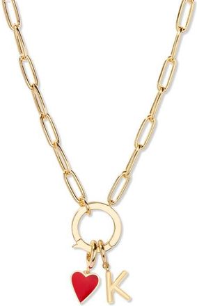 Brook & York Cameron Initial Heart Charm Necklace in Gold K at Nordstrom