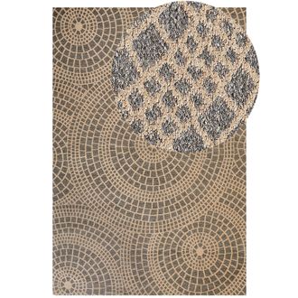 Beliani Beliani - Alfombra De Yute Gris Beige 200 X 300 Cm Patr&oacute;n Geom&eacute;trico Tejido Plano Ariba