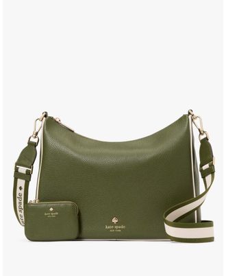 Kate Spade New York Womens Emma Colorblock Pebbled Leather Large Crossbody - Dark Green - One Size