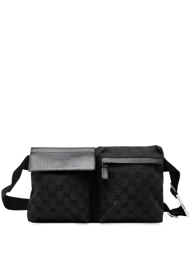 Gucci sac banane Double Pocket en toile GG (2000-2015) Noir dès