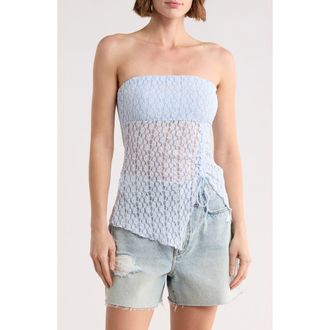Abound Lace Asymmetrical Hem Tube Top in Blue Bird at Nordstrom Rack, Size X-Large