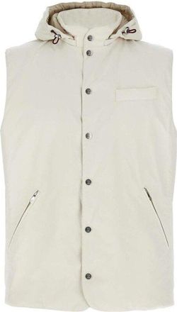 Brunello Cucinelli Off White Hooded Vest, Brand Size 52 (US Size 42)