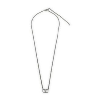 Valentino Garavani Accessoires, Heren, Grijs, ONE Size, VLogo Signature Metal Necklace