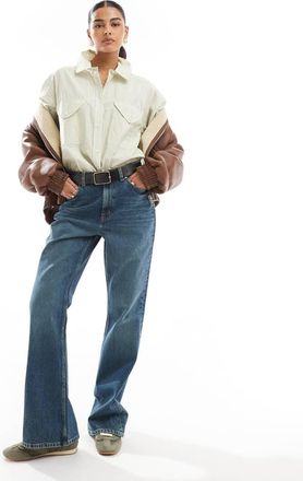 Levi's Ribcage - Jeans a vita alta color blu navy con fondo ampio