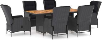 vidaXL Set Comedor Jard&iacute;n 7 Pzas Cojines Rat&aacute;n Sint&eacute;tico Gris Oscuro Vidaxl