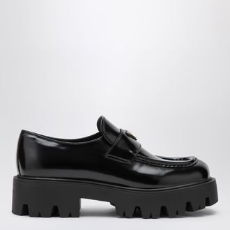 Prada Mocassino nero in pelle spazzolata