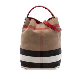 Burberry Pre-owned Burberry Medium Mega Check Canvas Ashby Bucket Bag Ladies TWGAIB8IP394TOQ9