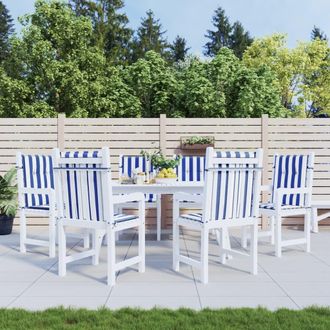 vidaXL Cojines Silla De Respaldo Bajo 6 Uds Tela A Rayas Azul Y Blanco Vidaxl