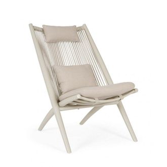 Konte Design Lote de 4 sillones de aluminio beige y tejido de cuerda beige