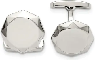 Diamond2Deal Stainless Steel Polished Geometric Cuff Links