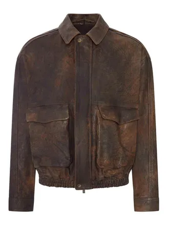 Salvatore Santoro Vintage-Effect Leather Bomber Jacket