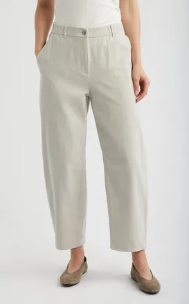 Eileen Fisher Stretch Organic Cotton Corduroy Arch Wide Leg Ankle Pants in Chalk at Nordstrom, Size X-Large