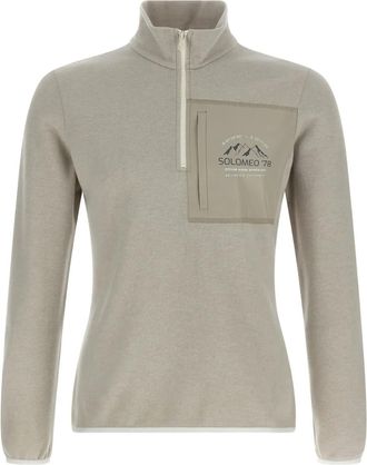 Brunello Cucinelli logoprinten top met halve rits - Beige
