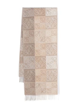 Loewe Anagram-jacquard scarf - Neutrals