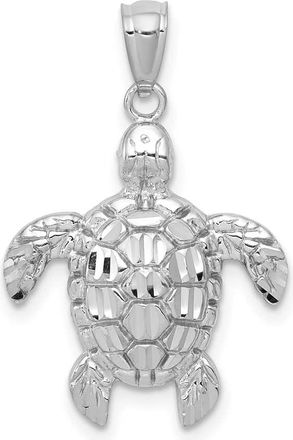Diamond2Deal 14k White Gold Diamond-cut Polished Sea Turtle Pendant