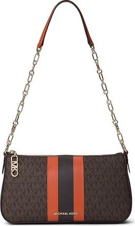 Michael Kors Empire Medium Chain Pouchette Shoulder Womens Handbags Orange Punch, Leather
