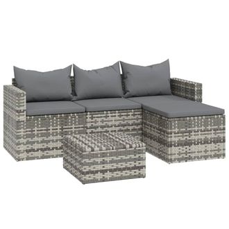 vidaXL Set De Muebles De Jard&iacute;n 3 Pzas Y Cojines Rat&aacute;n Sint&eacute;tico Gris Vidaxl