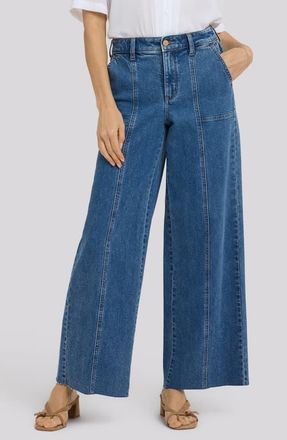 NYDJ Simone Seamed Raw Hem High Waist Wide Leg Jeans in Salton at Nordstrom, Size 12