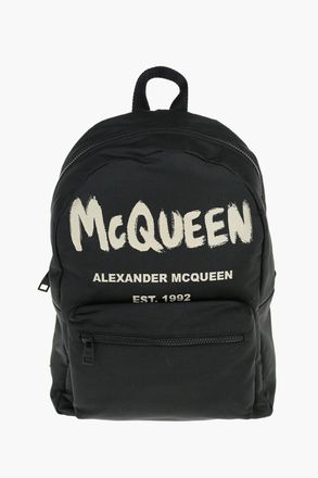 Alexander McQueen Fabric Backpack METROPOLITAN GRAFFITI With Logo Print Alexander McQueen