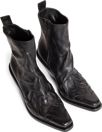 Ann Demeulemeester Hemo Western Boots in washed grained calfskin