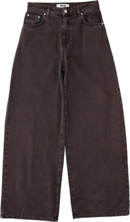 Msgm Wide-Leg Brown Trousers with Vintage-Inspired Design