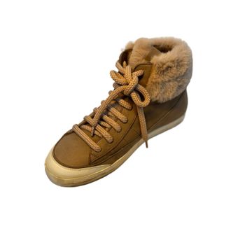 Primabase Womens Fur High Tops Sneakers In Tan