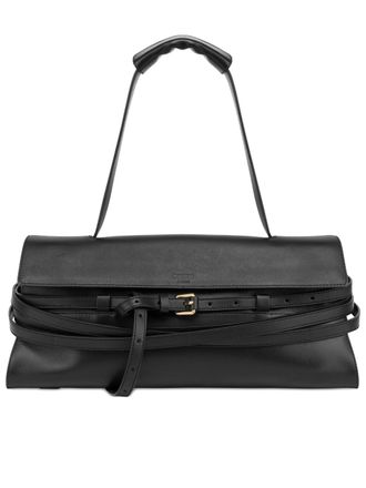 Moschino Black Structured Nappa Leather Handbag With Belt