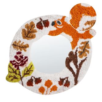 Beliani Beliani - Espejo Decorativo De Pared Ovalado De Algod&oacute;n 40 X 51 Cm Con Motivo Animal Multicolor Accesorios Decorativos Blanco Boriti