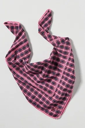 Damson Madder Cotton Check Hair Scarf