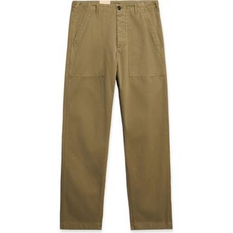 Fortela Newfatigue Herringbone Cotton Fatigue Trousers in Olive at Nordstrom, Size 36 Eu