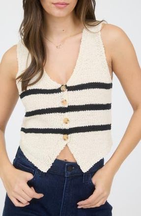 Blu Pepper Stripe Crop Sweater Vest in Cream at Nordstrom Rack, Size Medium