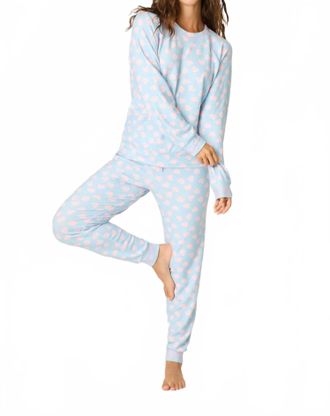 PJ Salvage Sweetheart Love Hearts Print Peachy Pj Set In Blue Haze