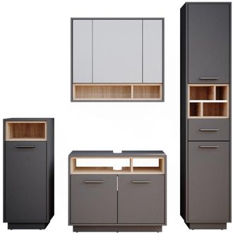 Vicco Set mobili bagno Beatrice, Antracite, 4 parti