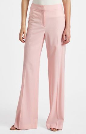 Santorelli Camila Wide Leg Pants in Tropical Wool Stretch in Candy Pink at Nordstrom, Size 4