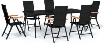 vidaXL Juego De Comedor Para Jard&iacute;n 7 Piezas Negro Vidaxl