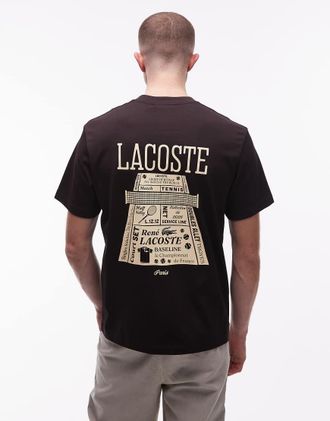 Lacoste T-shirt marrone con stampa sul retro