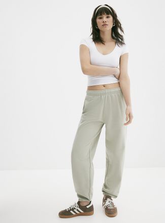 Twik Womens Solid cotton-fleece loose joggers