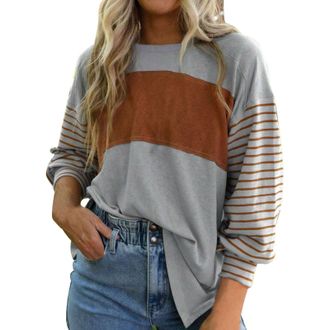 Generic Womens Casual Tops Drop Shoulder Tee Casual T Tops Light Long Sleeve Women (Grey, S)