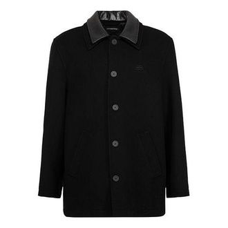 Balenciaga Double Collar Wool-Blend Coat Black 626314TIU071000