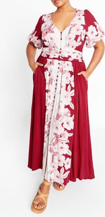 City Chic Sybelle Floral Shirred Waist Maxi Dress at Nordstrom