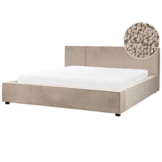 Beliani Cama Con Somier Moderna Con Cabecero De Boucl&eacute; Gris Pardo 180 X 200 Cm Mirande