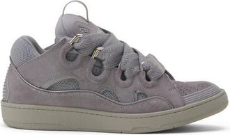 Lanvin Curb Monochrome Suede Sneakers in Light Grey at Nordstrom, Size 45