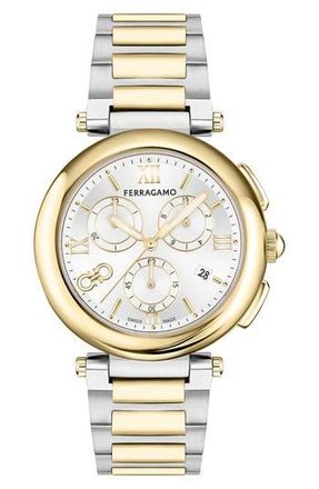 Ferragamo Legacy Chronograph Bracelet Watch, 40mm in Two Tone at Nordstrom Rack