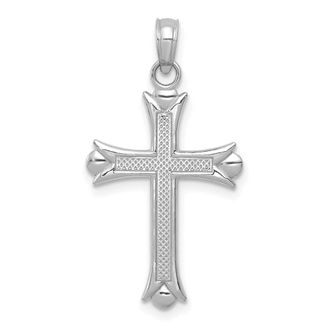 Diamond2Deal 14K White Gold Fleur De Lis Cross Pendant