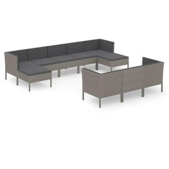 vidaXL Vidaxl - Set Divani Da Giardino 10 Pz Con Cuscini In Polyrattan Grigio