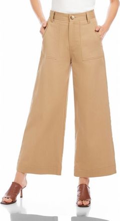 Fifteen Twenty Ryder High Waist Stretch Cotton Flare Leg Pants in Khaki at Nordstrom, Size 6