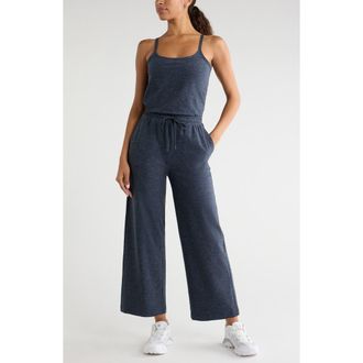 Zella Restore Soft Wide Leg Jumpsuit in Navy Armada Melange at Nordstrom, Size X-Small
